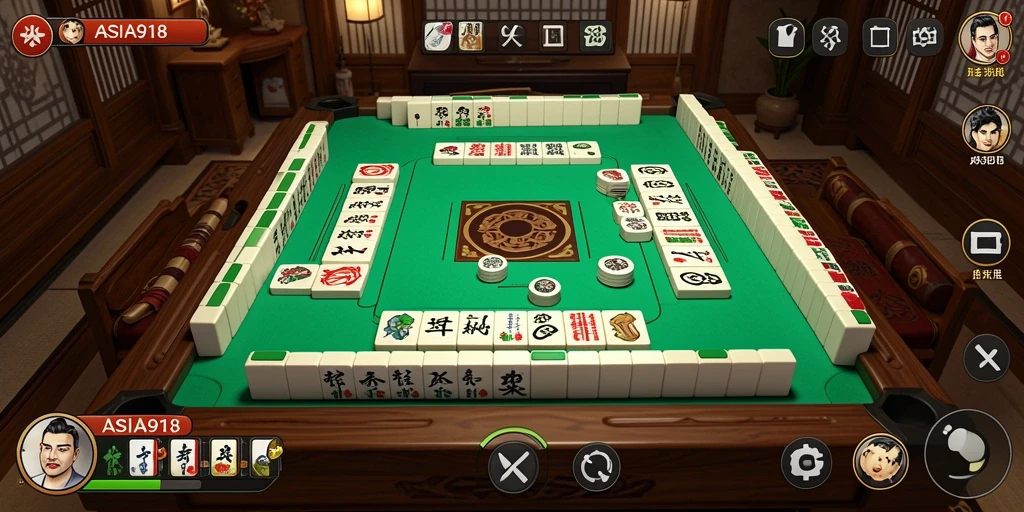 Tampilan menarik dari gameplay Mahjong di ASIA918.