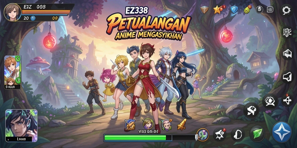 Screenshot gameplay EZ338 dengan grafis anime yang menawan.
