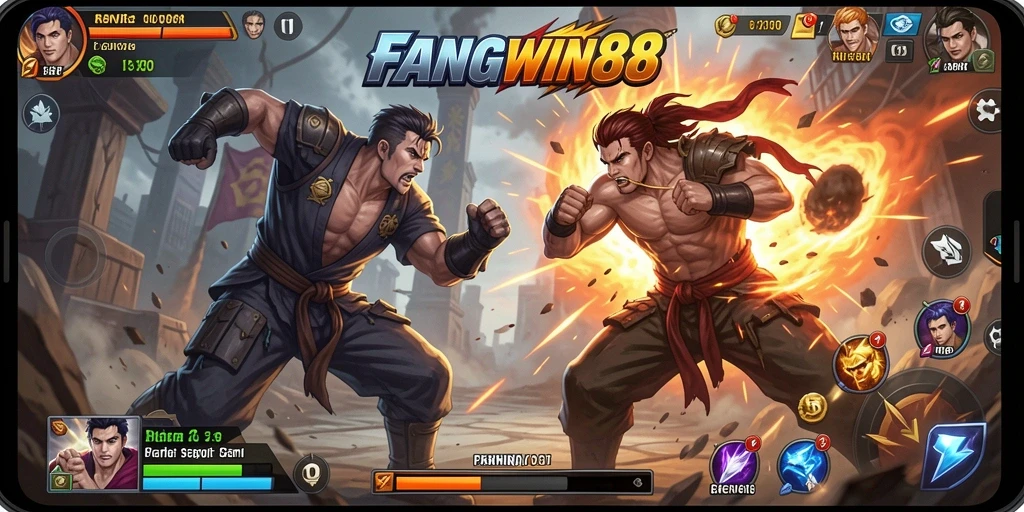 Tangkapan layar gameplay FANGWIN88 yang menampilkan pertarungan seru.