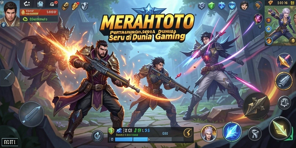 Tampilan gameplay mendebarkan dari MERAHTOTO di arena pertarungan.