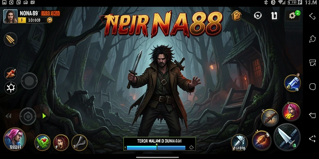 Screenshot NONA88 menampilkan momen menegangkan di lokasi angker