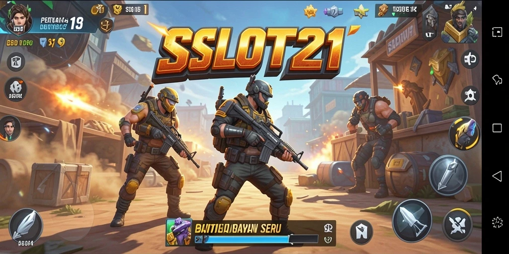 Tampilan gameplay seru dari SLOT21 dalam pertempuran Battle Royale.