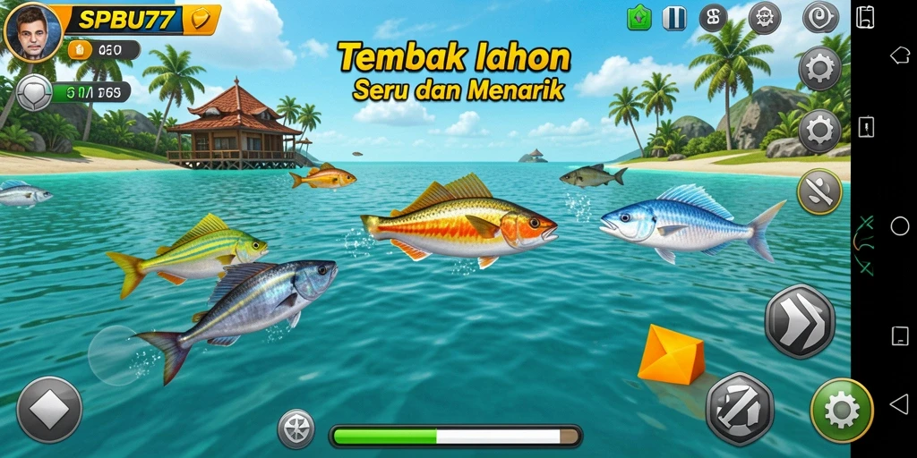 Tampilan menyerupai arcade dengan gameplay Tembak Ikan yang seru.