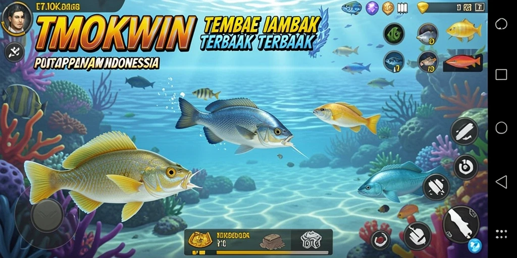 Screenshot gameplay TMOKWIN dengan aksi tembak ikan seru.