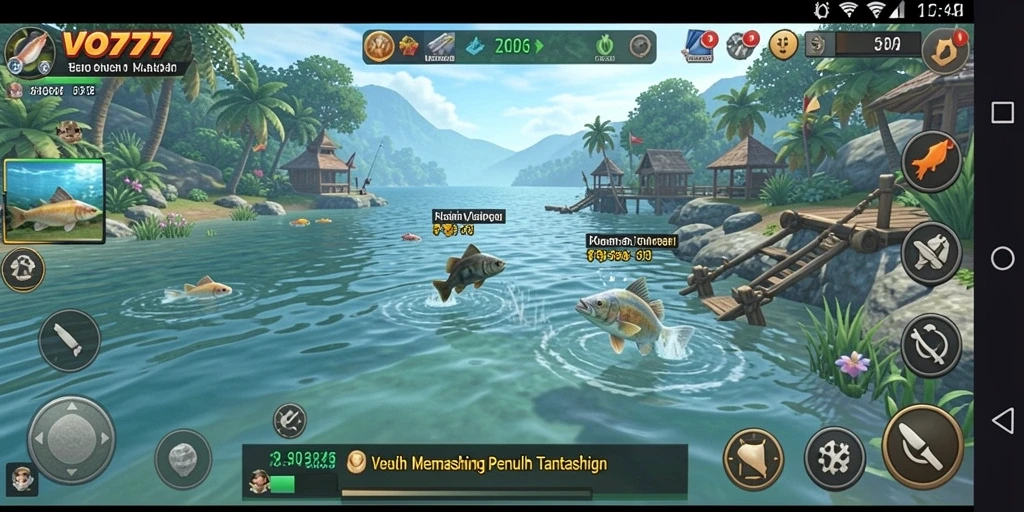 Gameplay VO777 menampilkan momen seru saat menangkap ikan.