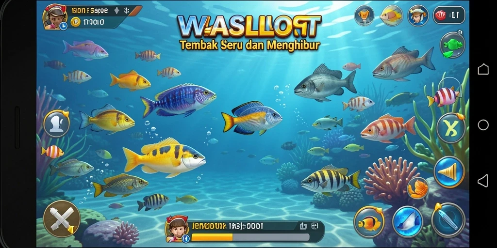 Tampilan gameplay seru dalam permainan Tembak Ikan WASLOT.